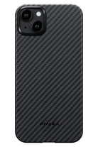 Tactile Woven Iphone 15 Plus Magsafe Uyumlu 1500D Aramid Fiber Kılıf Black-Gray Twill
