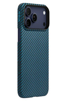 Tactile Woven Iphone 17 Pro Max Magsafe Uyumlu 1500D Aramid Fiber Kılıf Black Blue