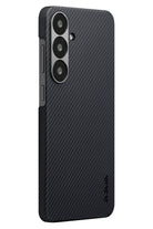 Ultra Slim Galaxy S25 Kılıf Magsafe Uyumlu 600D Aramid Fiber Black-Grey Twill