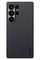 Ultra Slim Galaxy S25 Ultra Kılıf Magsafe Uyumlu 600D Aramid Fiber Black-Grey Twill