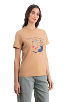 Cat Regular Açık Kahve T-shirt - 1