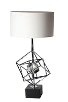 Ponet Maison-Beyaz Başlıklı Kristal Küp Detaylı Gümüş Abajur-Dekoratif Aydınlatma-1-Milagron.com