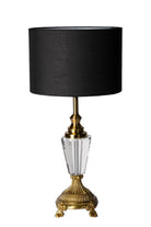 Ponet Maison-Classic Siyah Başlıklı Kristal Detaylı Pirinç Abajur-Dekoratif Aydınlatma-1-Milagron.com