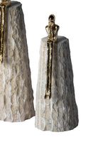 Ponet Maison-Krem Doğal Taş Üstü 2'li Pirinç Oturan Adam Dekoratif Obje-Heykel-2-Milagron.com