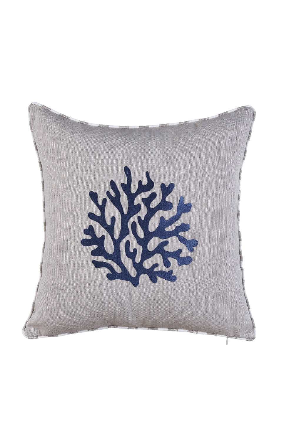 Ponet Maison-Ocean Serisi Lacivert & Keten Mercan Desenli Keten Kırlent-Kırlent-1-Milagron.com