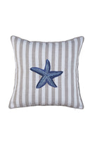 Ponet Maison-Ocean Serisi Lacivert&keten Çizgili Deniz Yıldızı Desenli Keten Kırlent-Kırlent-1-Milagron.com