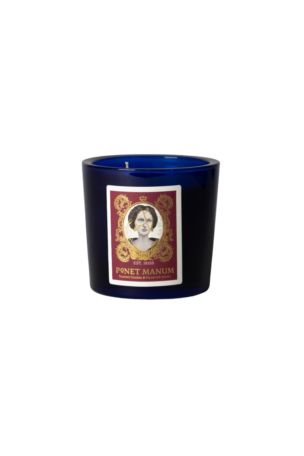 Ponet Maison-Ponet Manum '' Fig And Sandalwood '' Lacivert Büyük Boy Cam Mum-Mumluk & Şamdan-1-Milagron.com