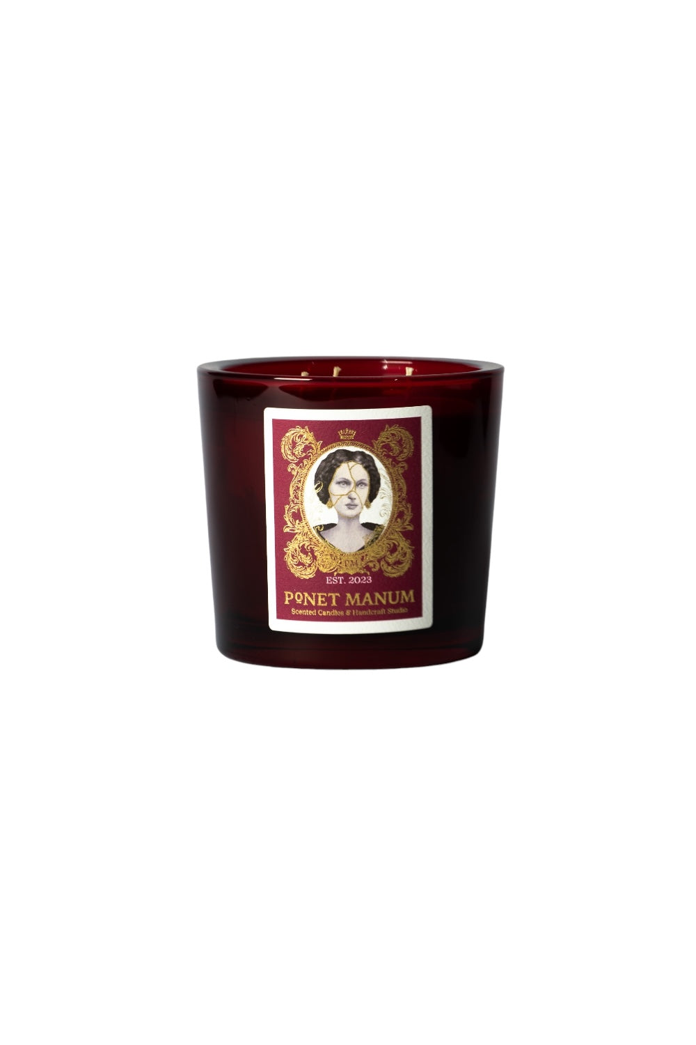 Ponet Maison-Ponet Manum '' Oud & Leather '' Bordo Büyük Boy Cam Mum-Mumluk & Şamdan-1-Milagron.com