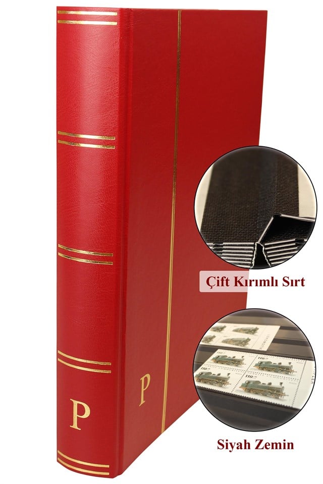 Pulko History 1970 Pul Defteri Klasik, 32 Yaprak, 64 Sayfa, A4+, Siyah Zemin, Kırmızı Ph-273318