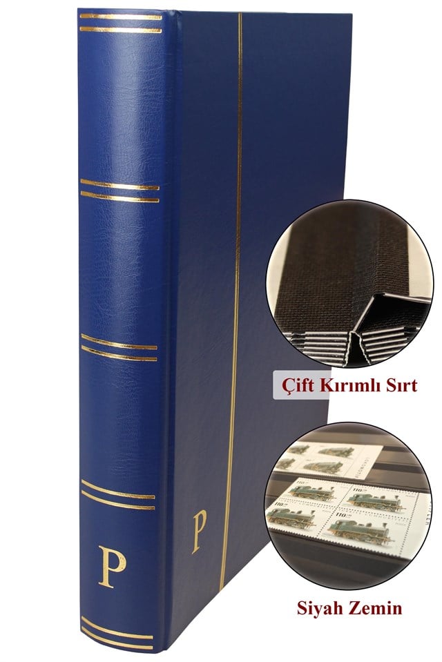Pulko History 1970 Pul Defteri Klasik, 32 Yaprak, 64 Sayfa, A4+, Siyah Zemin, Mavi Ph-273320