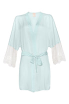 Pure Paris-Anne Kısa İpek Saten Sabahlık - Açık Mavi-Sabahlık-1-Milagron.com