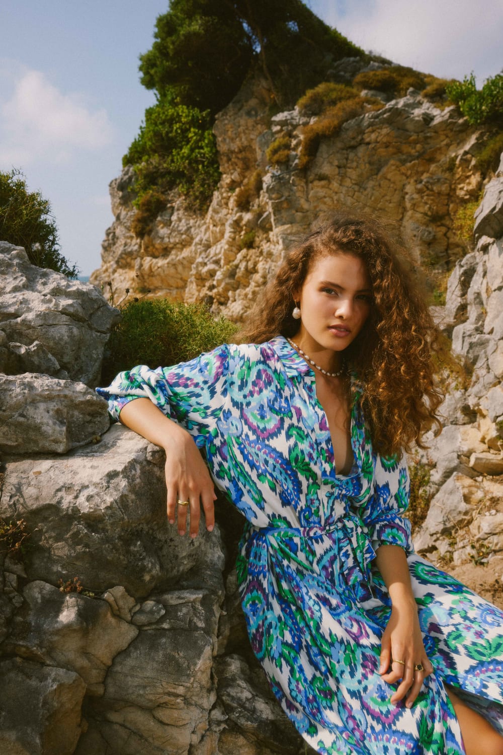 Pure Paris-Aqualis Belden Bağlamalı Elbise - Turkuaz-Elbise-3-Milagron.com