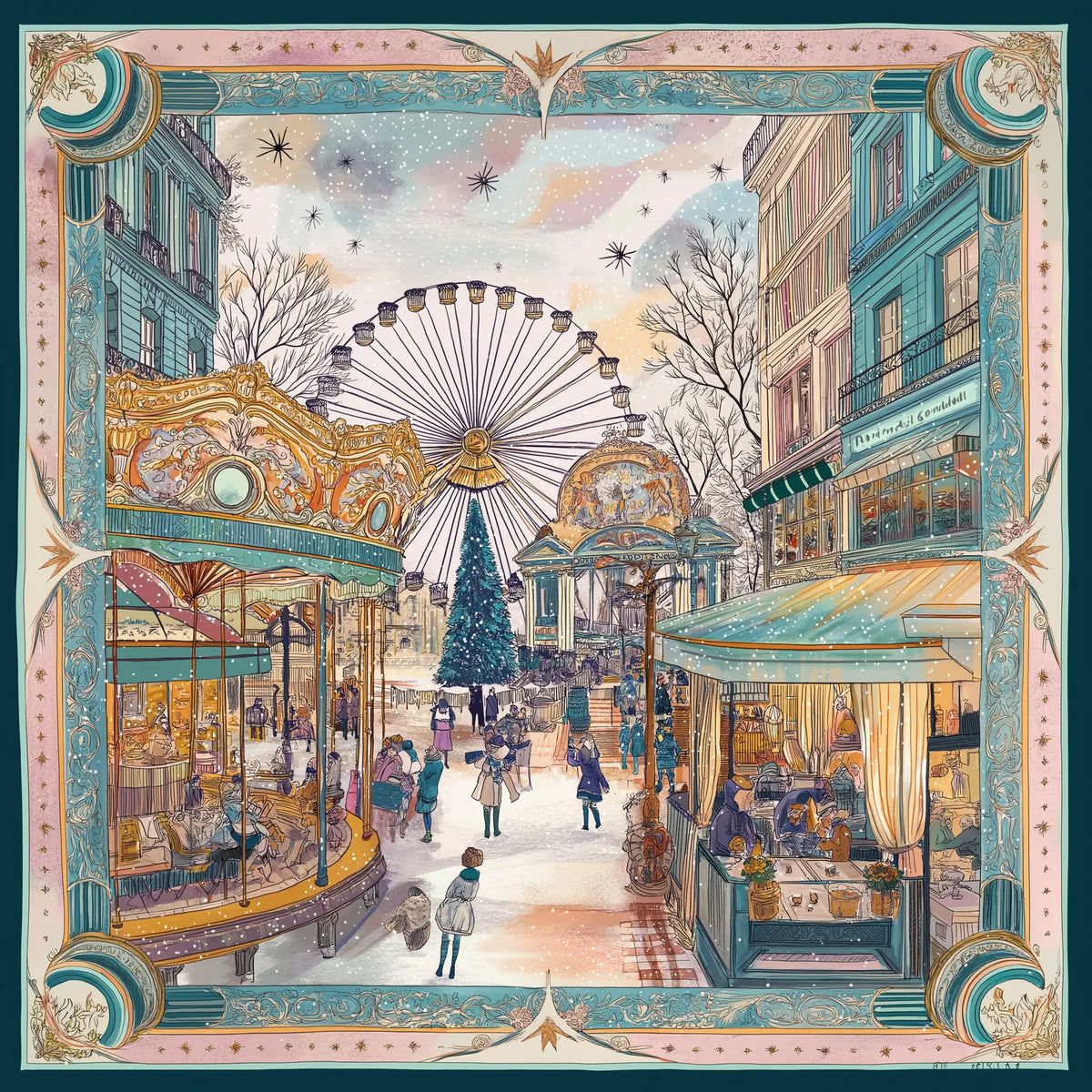 Pure Paris-Carrousel De Noël İpek Fular-Şal & Fular-1-Milagron.com
