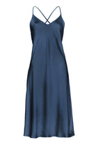 Pure Paris-Celine İpek Saten Gecelik - Laci̇vert-Gecelik-1-Milagron.com