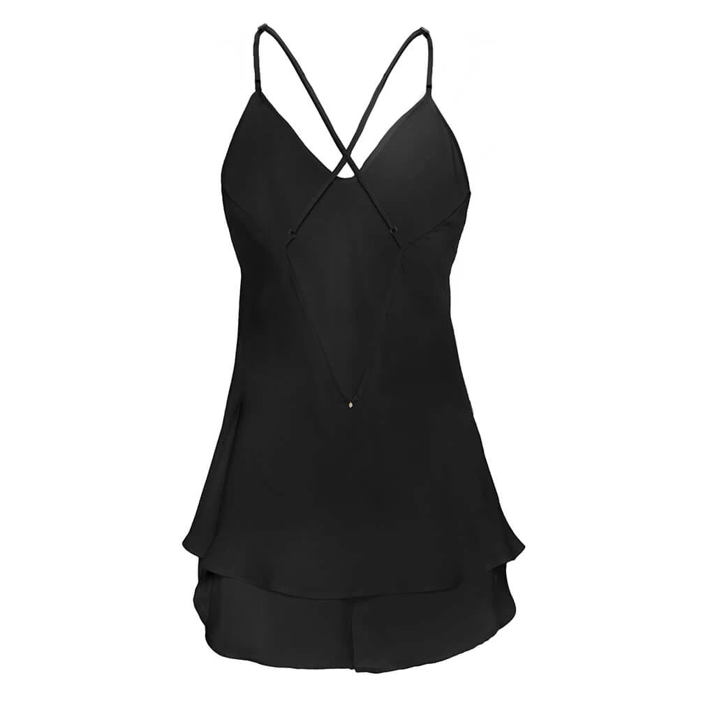 Pure Paris-Chloe İpek Saten Askılı Bluz Ve Şort Takım-Gecelik-2-Milagron.com