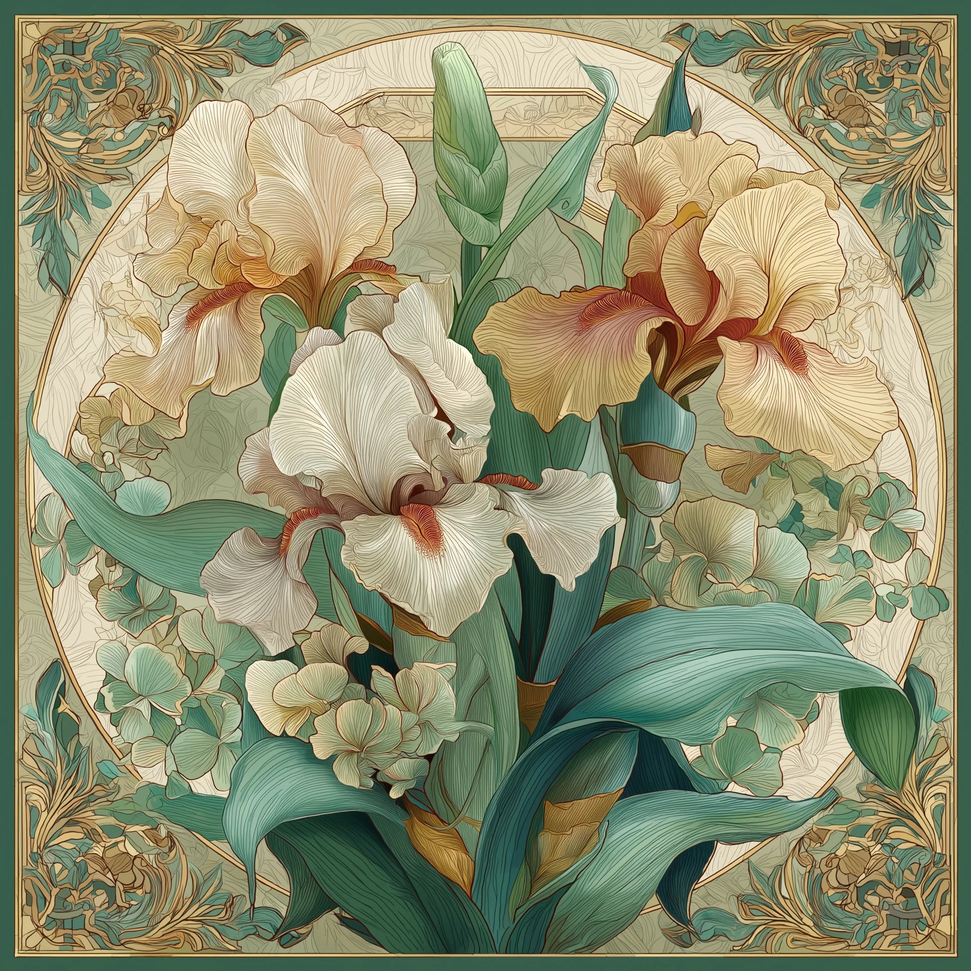 Golden Fern İpek Fular 