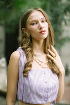 İkat Büstiyer Ve Midi Etek Takım – Lila