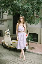 İkat Büstiyer Ve Midi Etek Takım – Lila