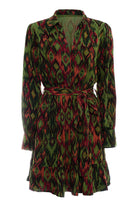 Pure Paris-İkat Mini Elbise - Haki-Elbise-1-Milagron.com