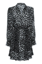 Pure Paris-Leopar Mini Elbise - Gri-Elbise-1-Milagron.com