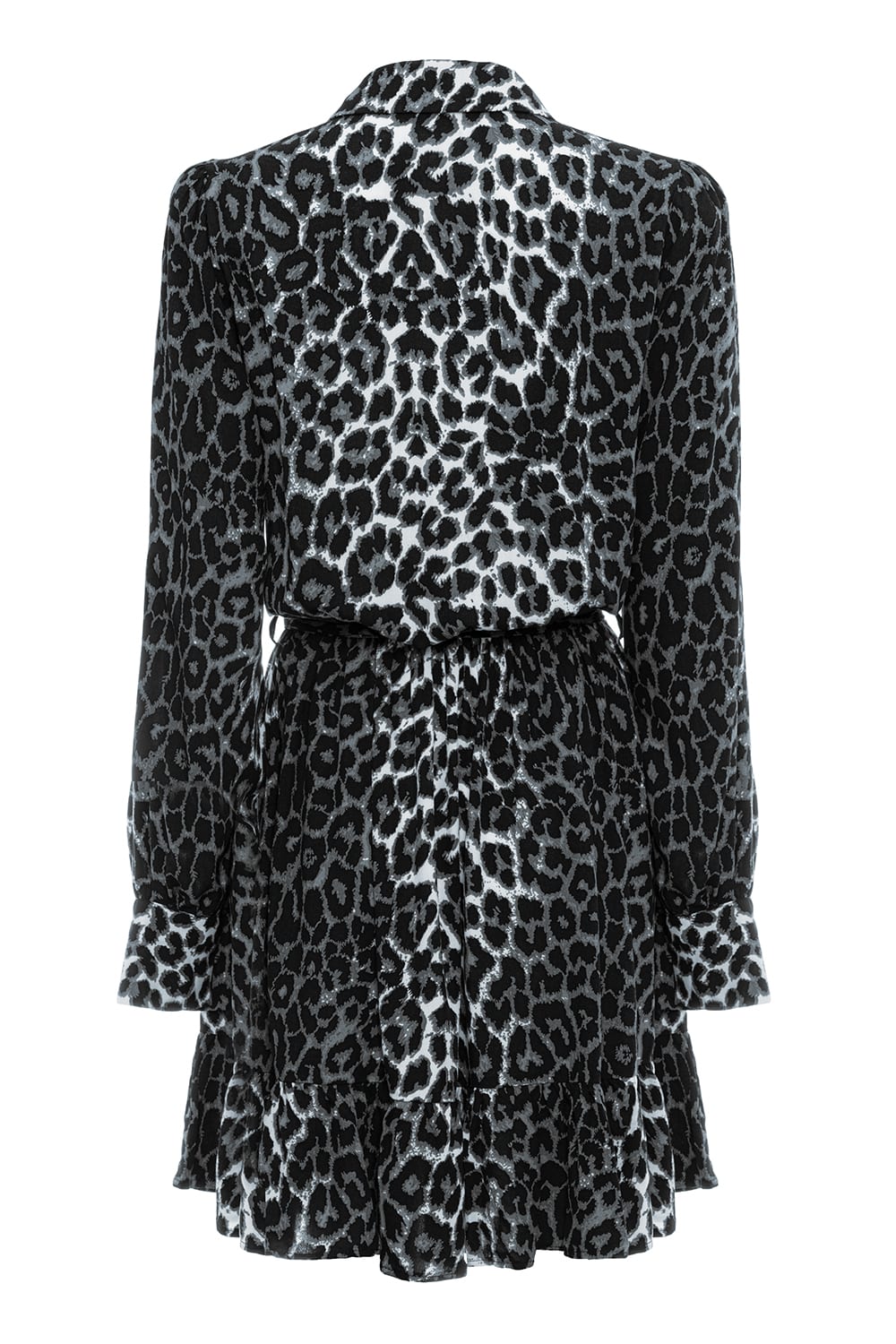 Pure Paris-Leopar Mini Elbise - Gri-Elbise-2-Milagron.com