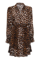 Pure Paris-Leopar Mini Elbise - Kahverengi-Elbise-1-Milagron.com