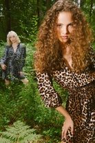 Pure Paris-Leopar Mini Elbise - Kahverengi-Elbise-4-Milagron.com