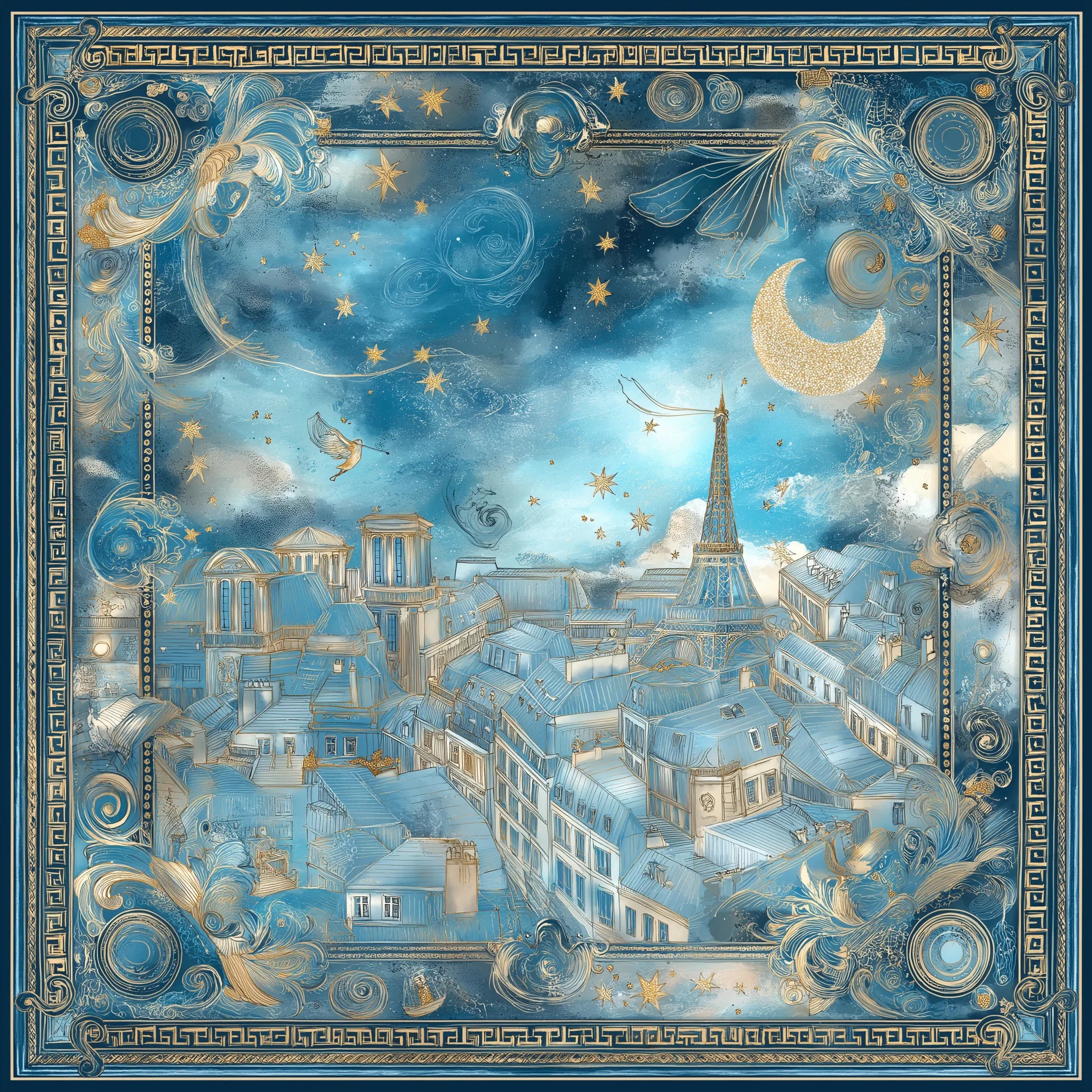 Lune et Toits İpek Fular 