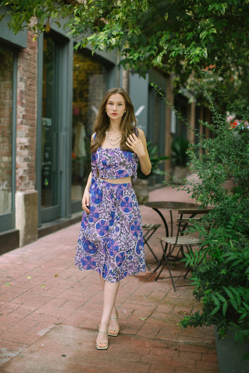 Mor Suzani Büstiyer ve Midi Etek Takım