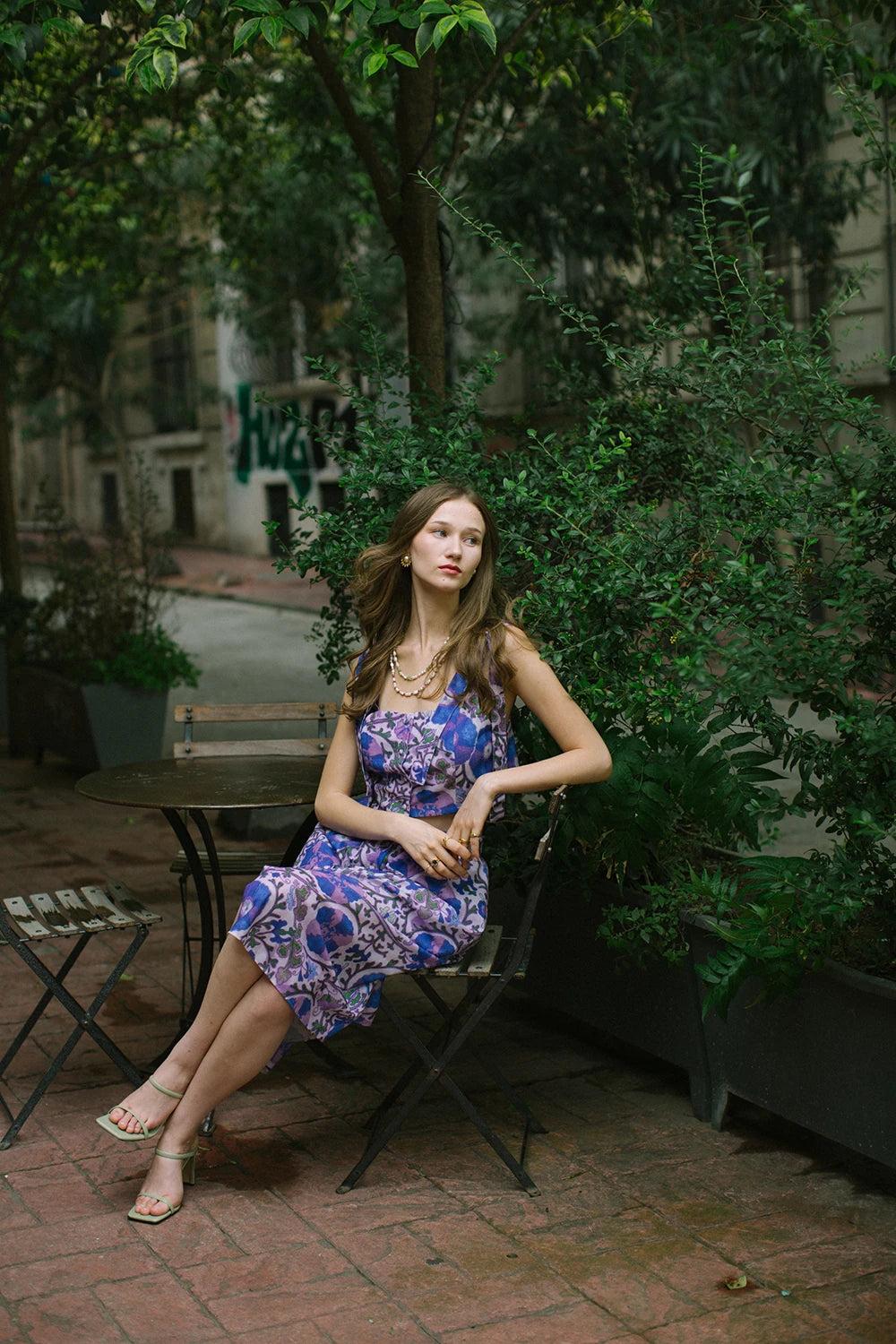 Mor Suzani Büstiyer ve Midi Etek Takım