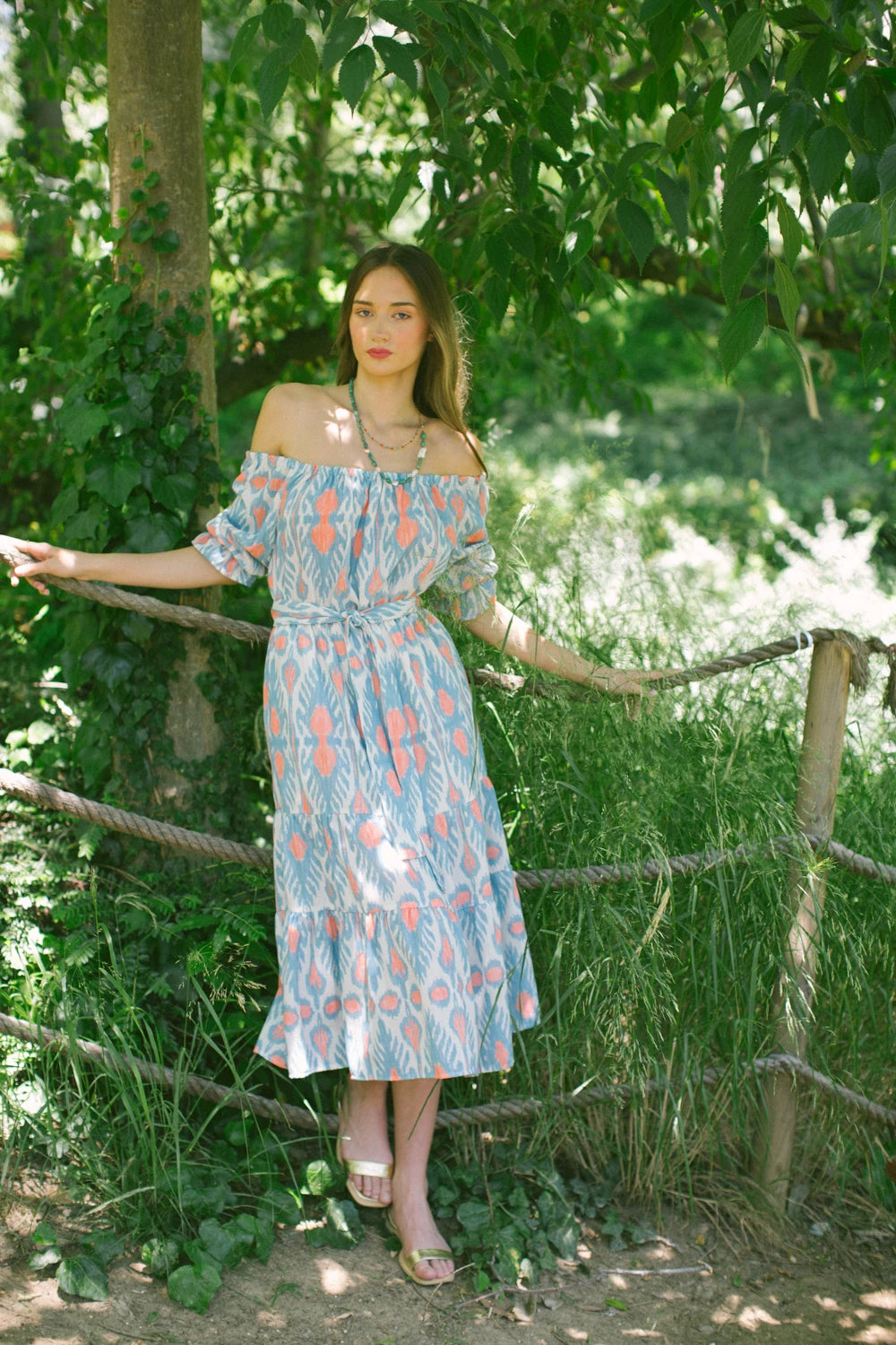 Patmos Düşük Omuzlu Keten Elbise