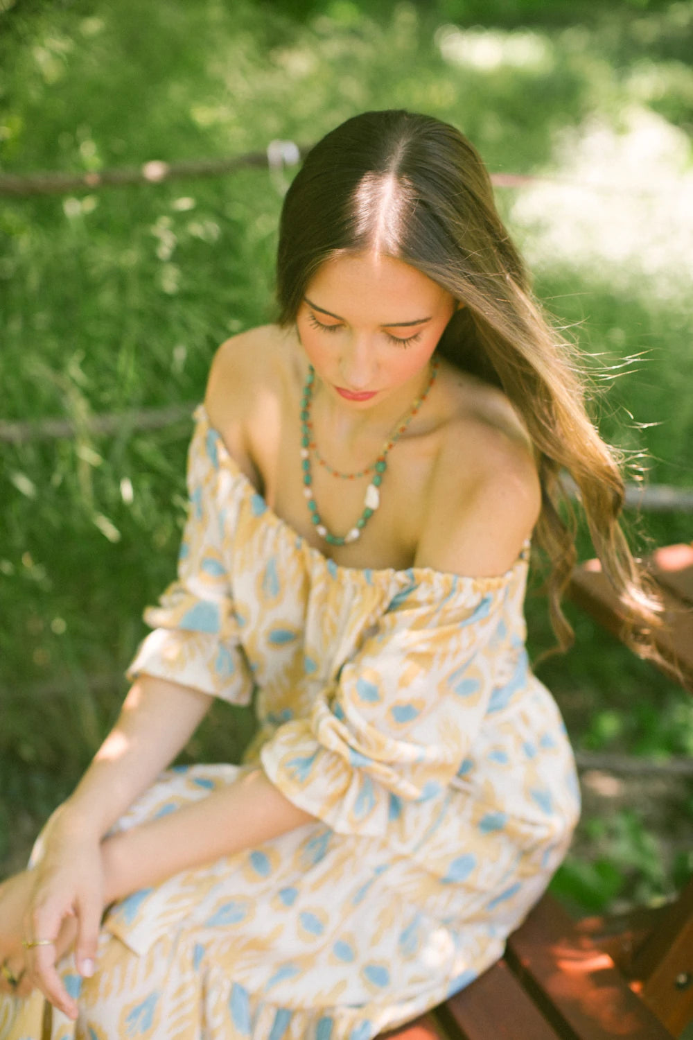 Patmos Düşük Omuzlu Keten Elbise