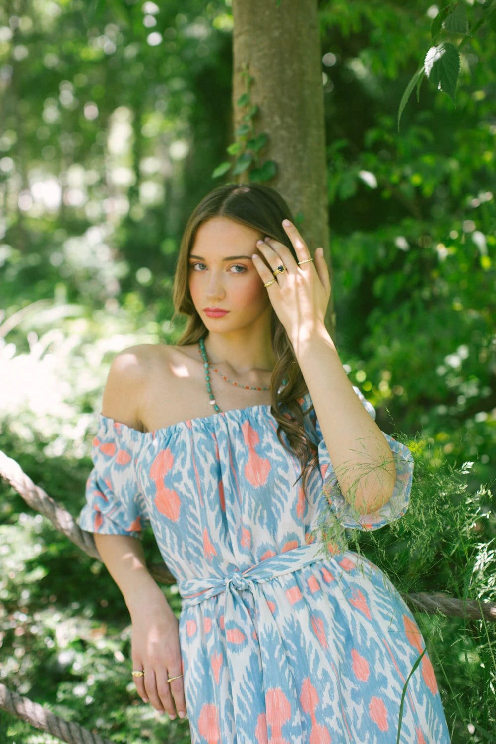 Patmos Düşük Omuzlu Keten Elbise