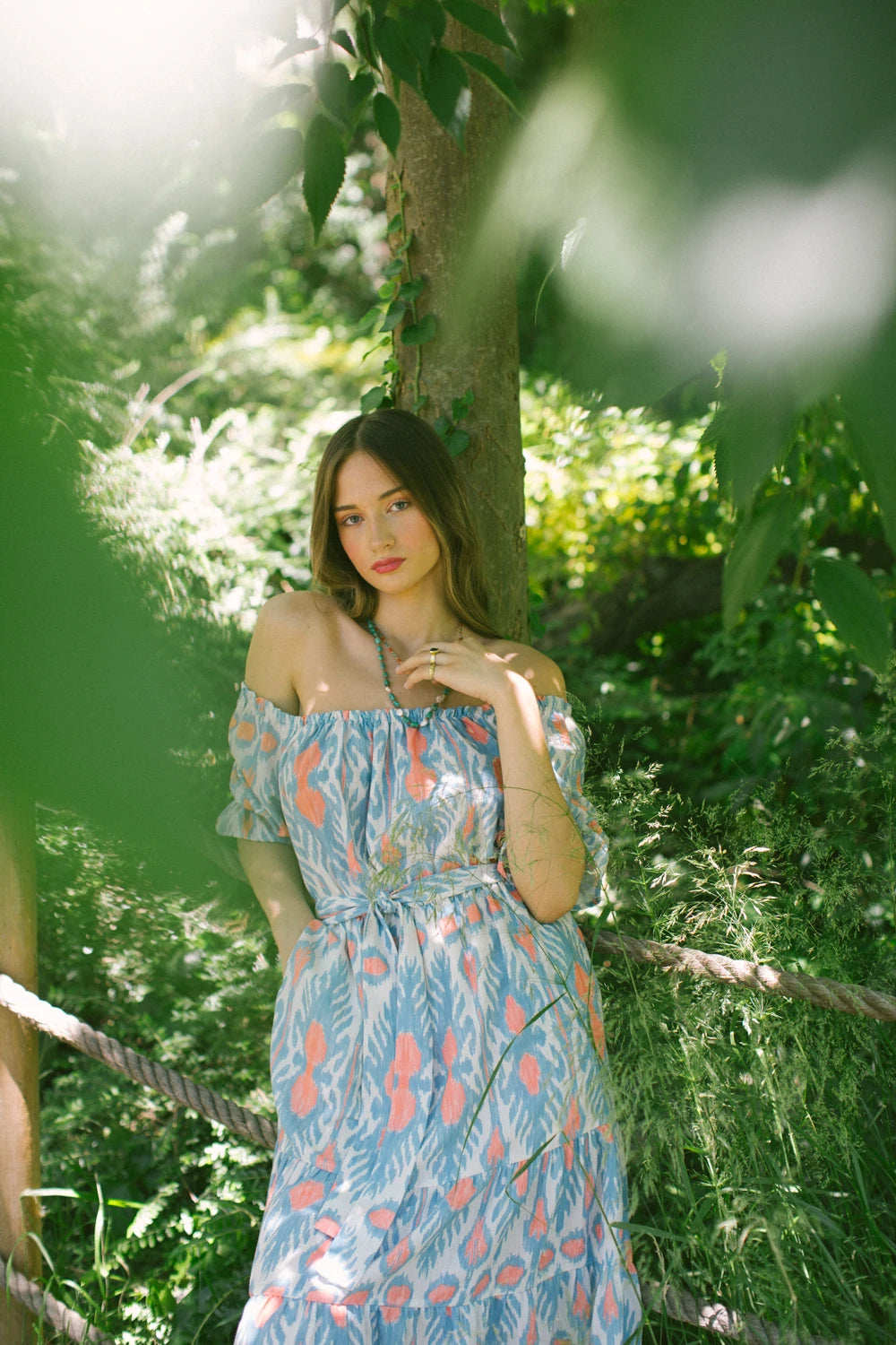 Patmos Düşük Omuzlu Keten Elbise