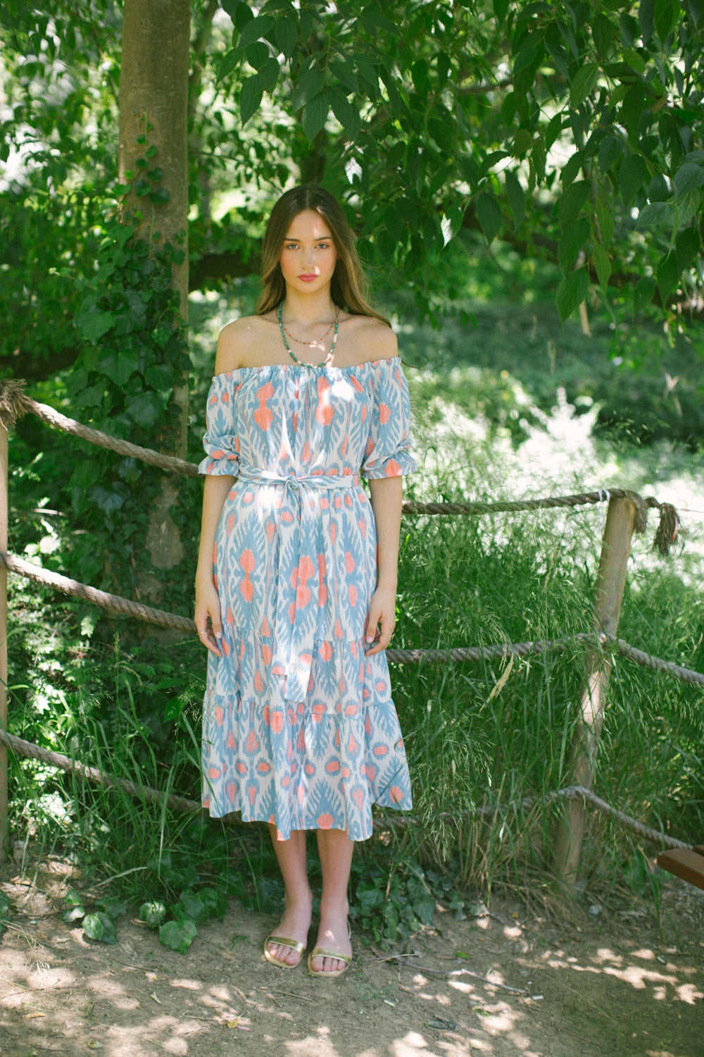 Patmos Düşük Omuzlu Keten Elbise