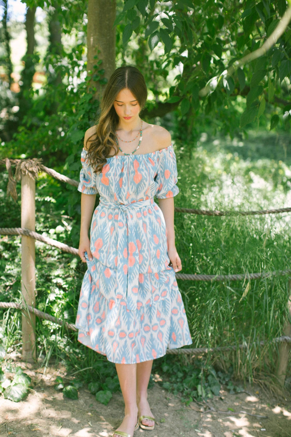 Patmos Düşük Omuzlu Keten Elbise