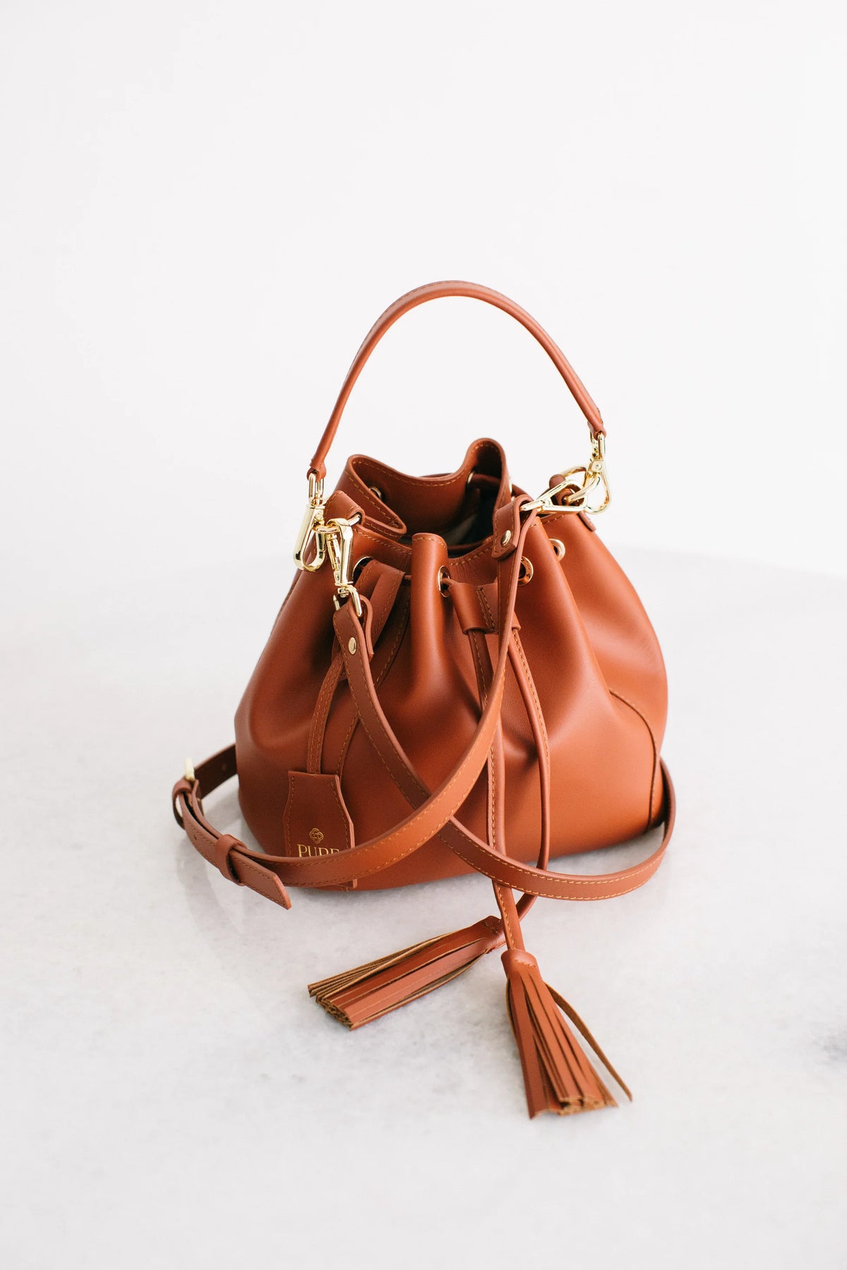 Pure Paris-Petit Bonbon Hakiki Deri Bucket Çanta, Kiremit-Omuz Çantası-1-Milagron.com