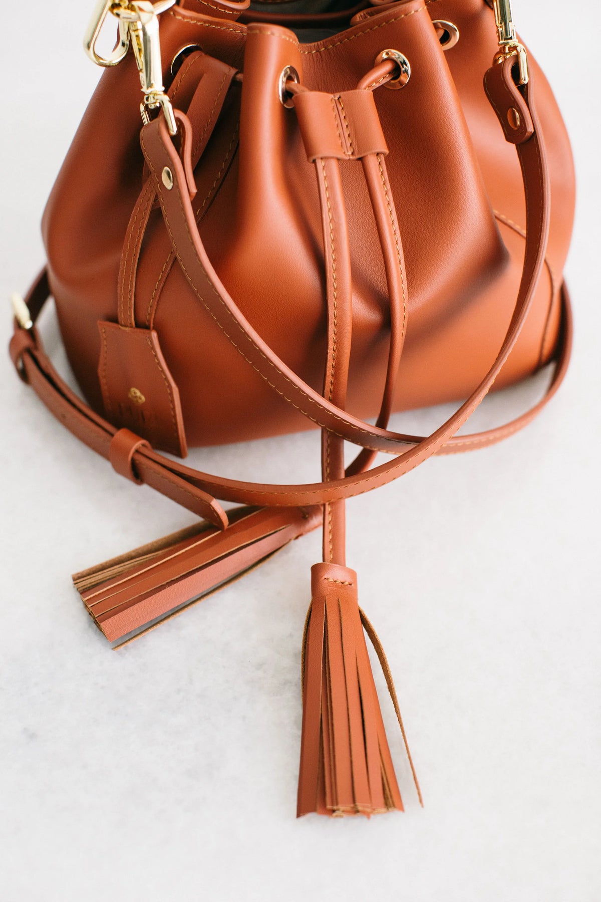 Pure Paris-Petit Bonbon Hakiki Deri Bucket Çanta, Kiremit-Omuz Çantası-3-Milagron.com