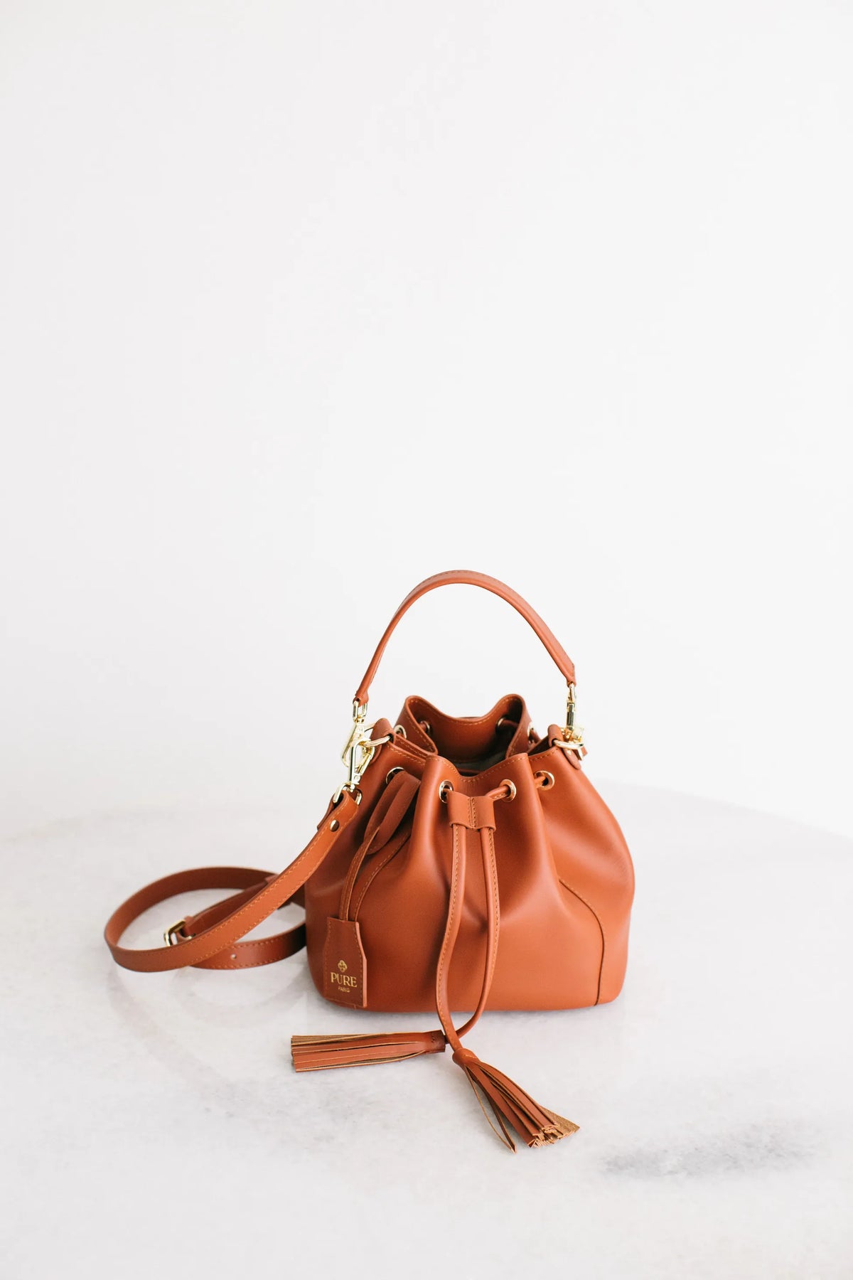 Pure Paris-Petit Bonbon Hakiki Deri Bucket Çanta, Kiremit-Omuz Çantası-5-Milagron.com
