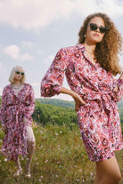 Pure Paris-Pink Bouquet Gömlek Elbise - Pembe-Elbise-3-Milagron.com