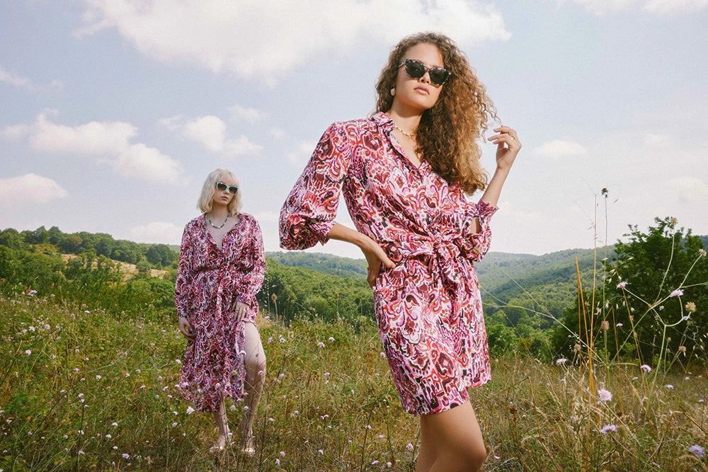 Pink Bouquet Gömlek ve Şort Takım