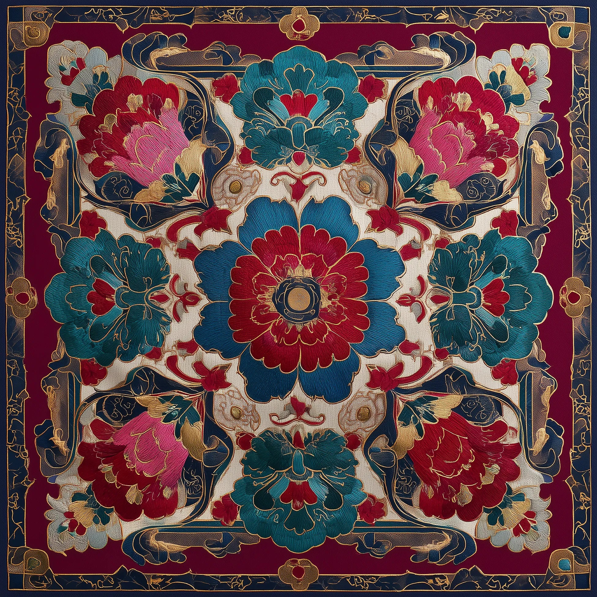 Ruby Suzani İpek Fular 