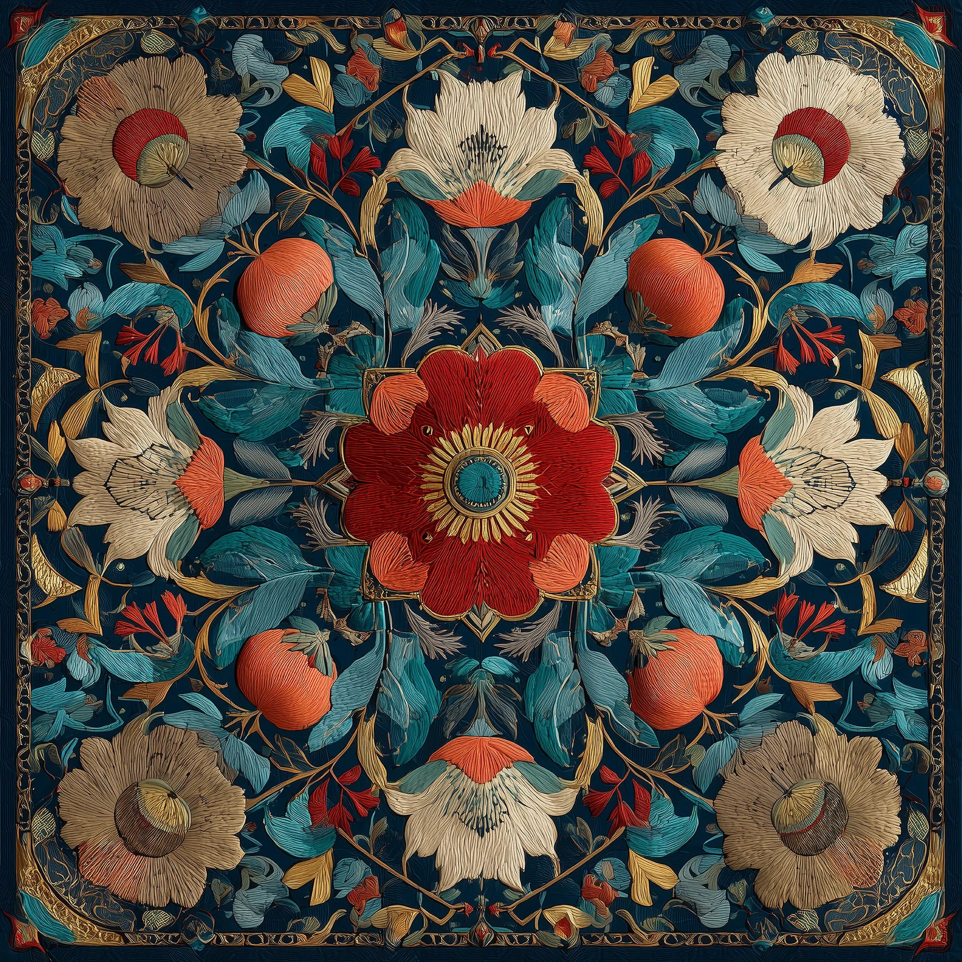 Sapphire Medallion İpek Fular 