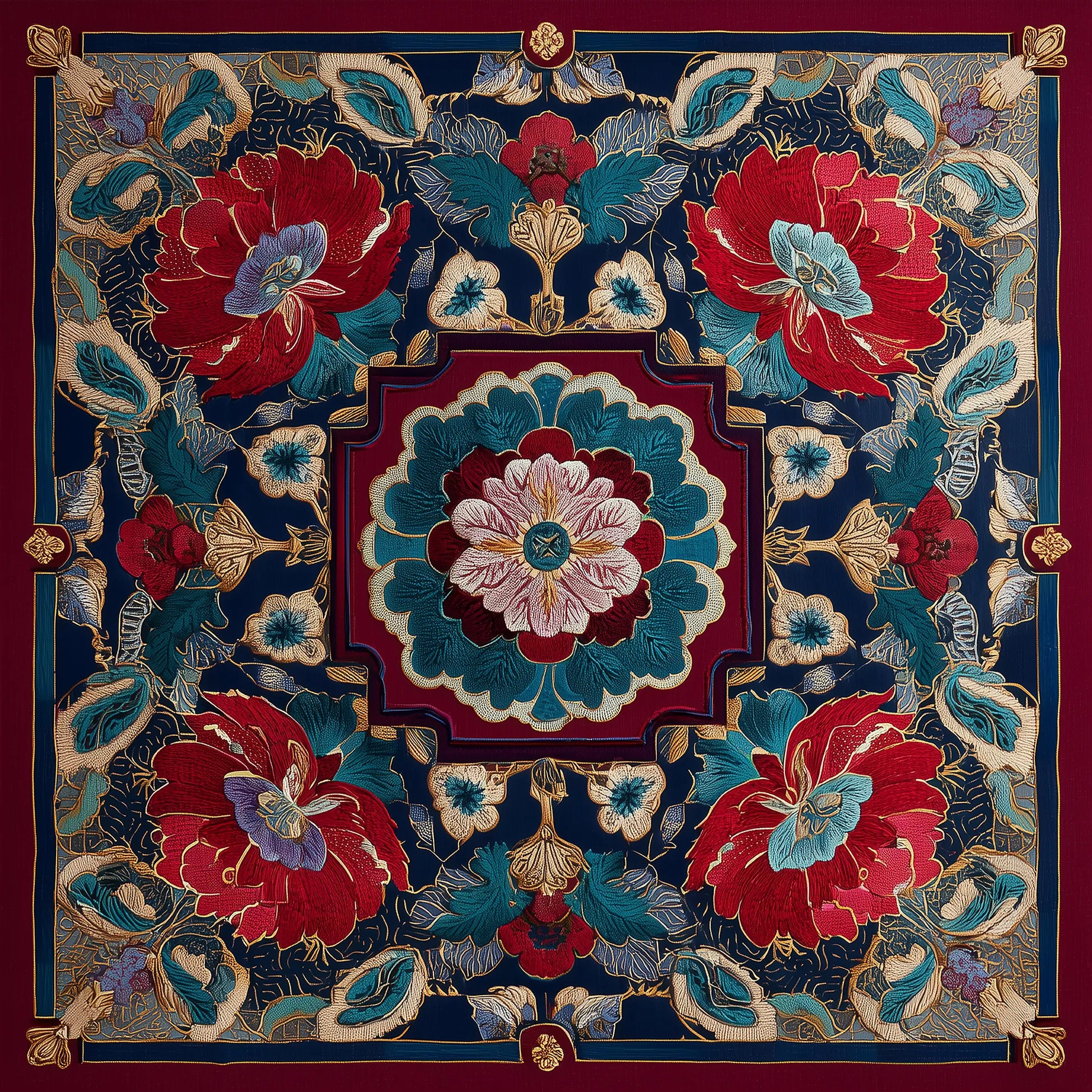 Scarlet Suzani İpek Fular 