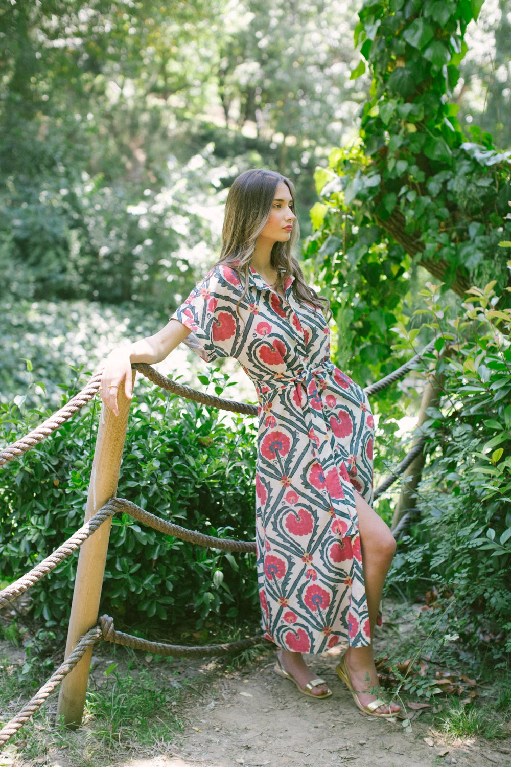 Vintage Suzani Kısa Kollu Gömlek Elbise