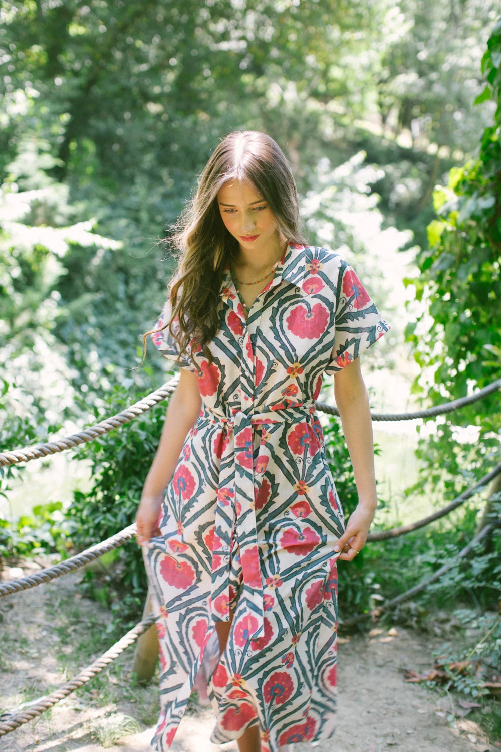 Vintage Suzani Kısa Kollu Gömlek Elbise