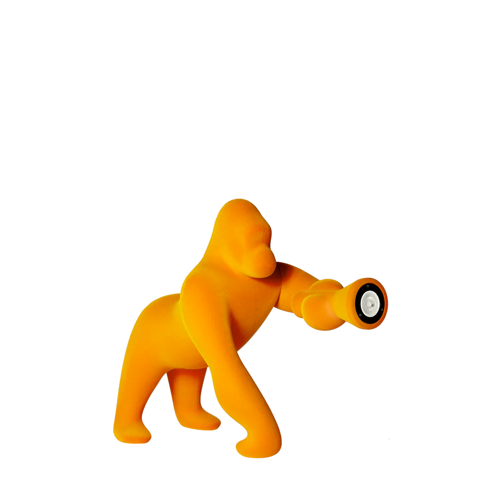 Qeeboo-Kong Xs Altın Sarısı Kadife Masaüstü Aydınlatması-Dekoratif Aydınlatma-1-Milagron.com