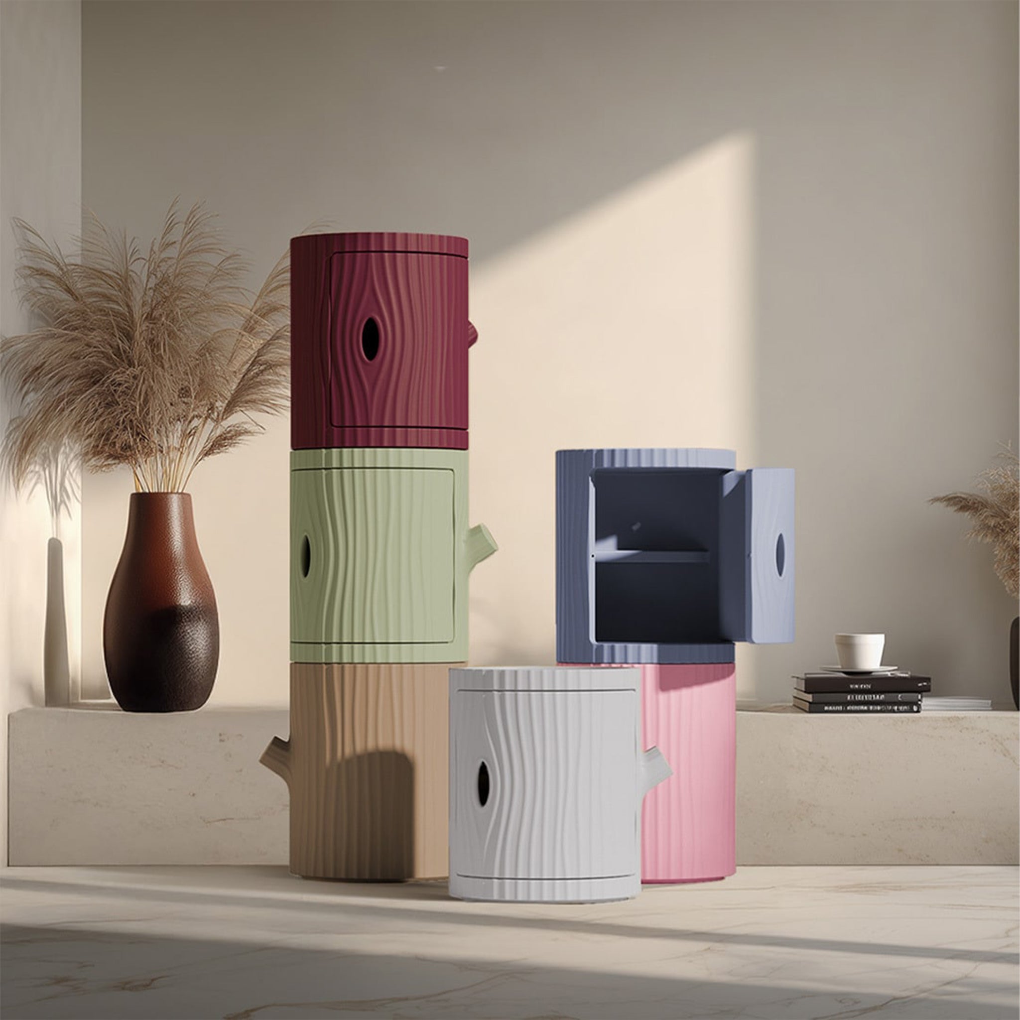 Qeeboo-Tronco Açık Kahverengi Komodin-Komodin-3-Milagron.com