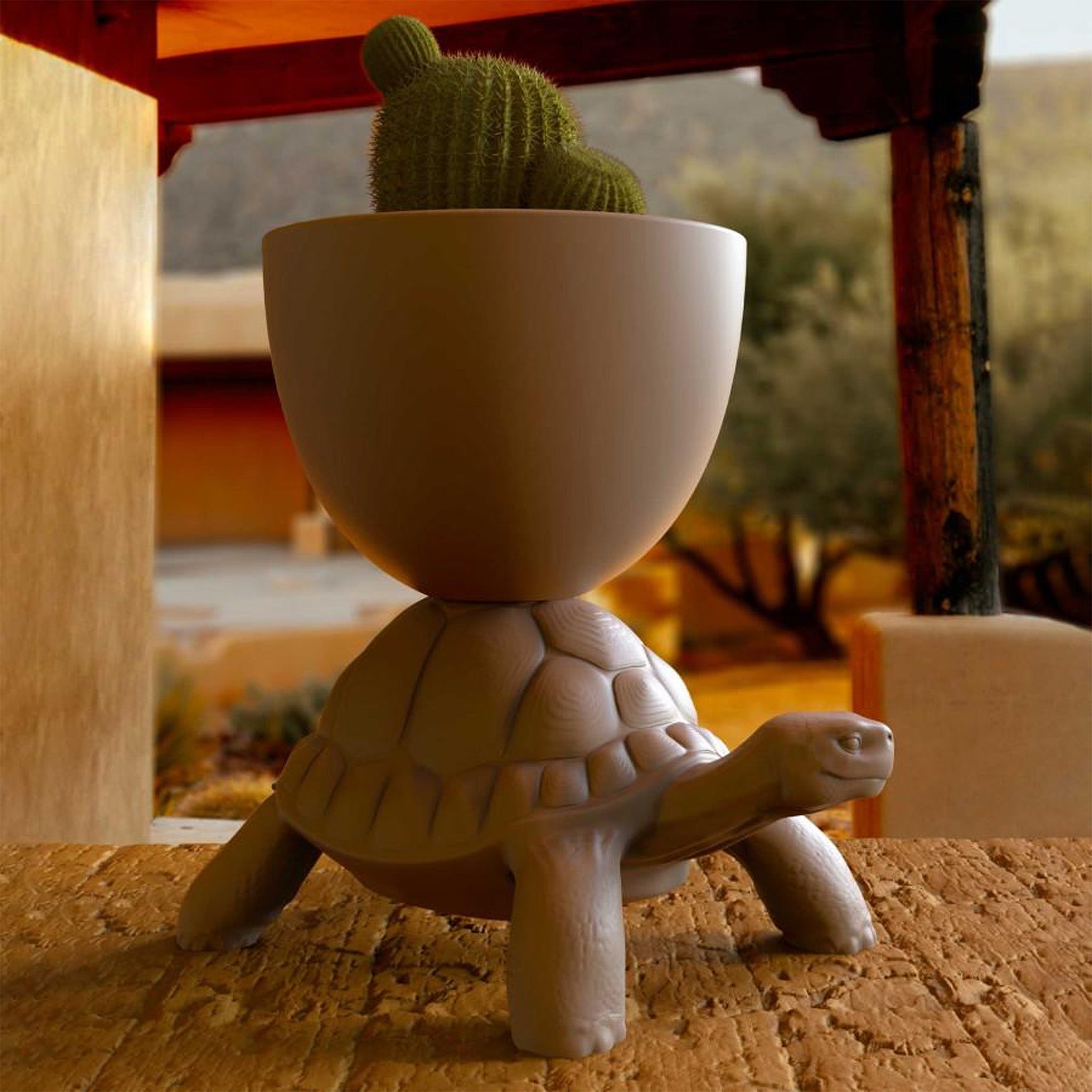 Qeeboo-Turtle Carry Gri Saksı/şampanya Soğutucu-Dekoratif Saksı-3-Milagron.com