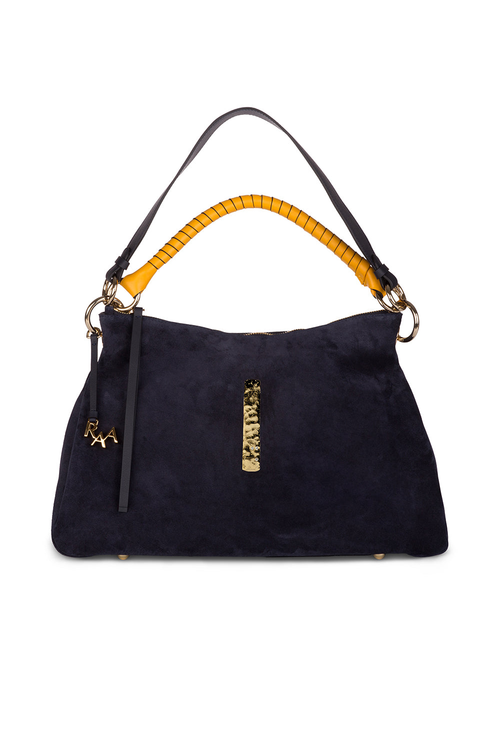 Beija Bag- Navy Suede & Gold - 1
